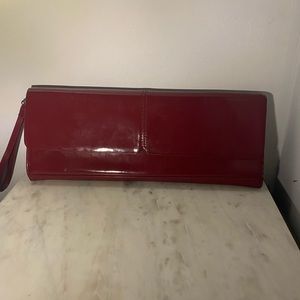 Alfani red clutch bag. Patten leather